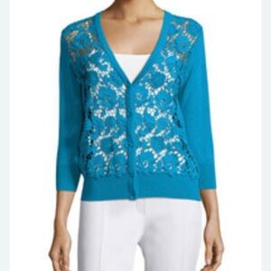 ESCADA Lagoon Lace Front Cardigan - Size XL